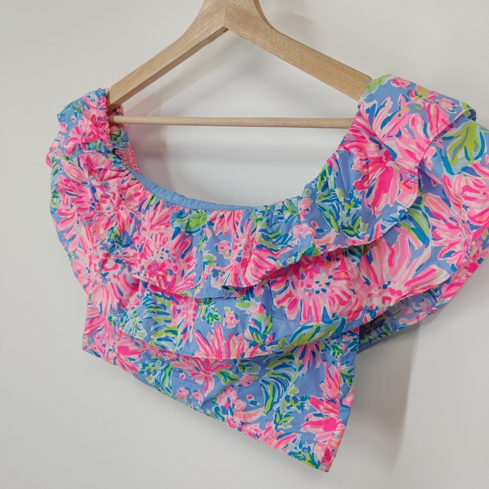 Lilly Pulitzer Pink Blue Green Floral Two-Piece Mini Dress Set - Picture 3 of 11